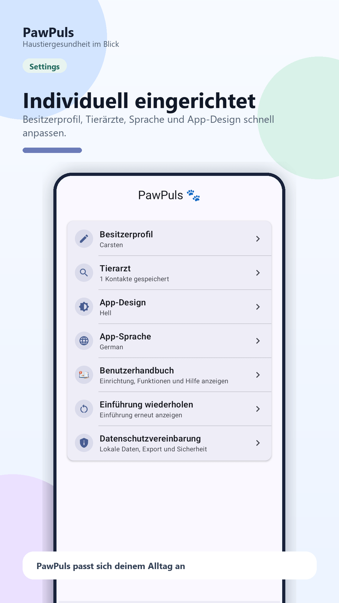 PawPuls Einstellungen